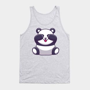 Cute Panda Closing Eyes Cartoon Tank Top